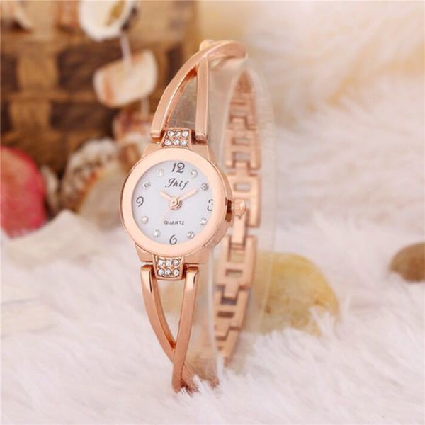 

2020 моды популярный женский подарок элегантный сплав золотой кристалл алмаза умный свадебный подарок белый wacth стекло, Slivery;brown