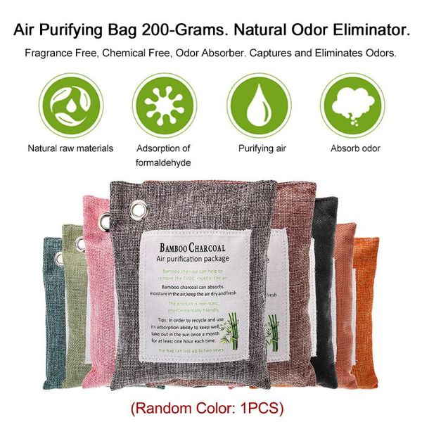 

car air purifying bag 200-grams natural odor eliminator fragrance odor absorber captures and charcoal color