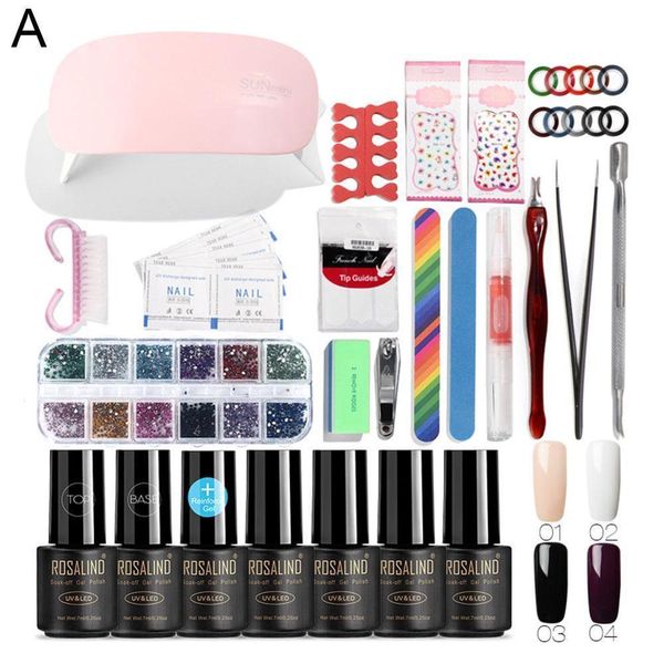

manicure set uv led lamp dryer with 8 pcs acrylic polygel nail kit soak off electric nail drill for nail art tools set
