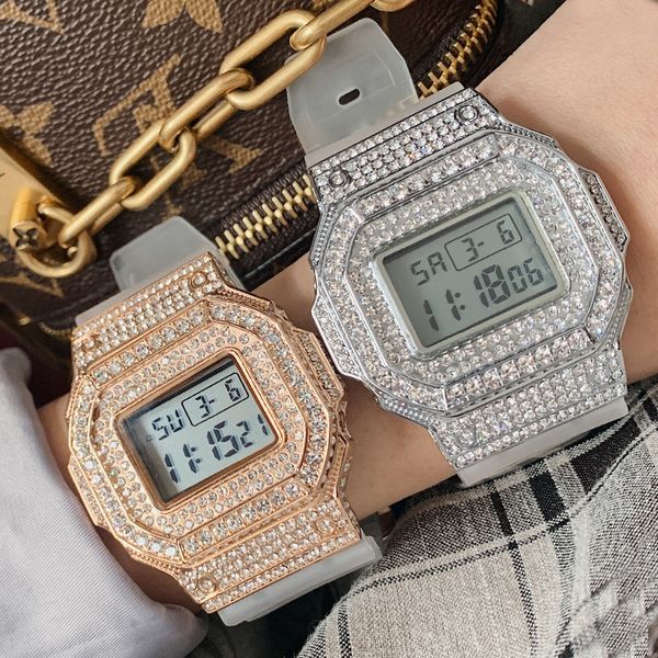 

timini electronic sky star joint watch female square tape diamond zircon electronic couple watch, Blue