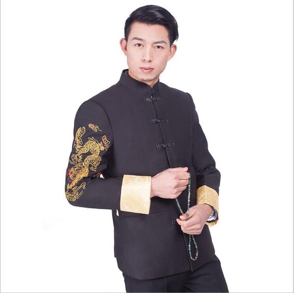 

zhongshan china national costume youth clothes chinese style traditional suits jacket + pants men garment male kungfu clothing, Red
