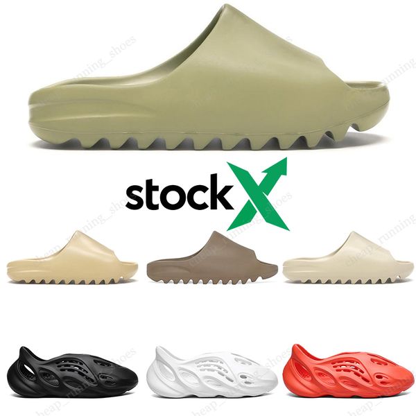 

2020 kanye west slides foam runner bone desert sand slippers fashion sandal resin mens women kids children beach slipper stock x loafers, Black