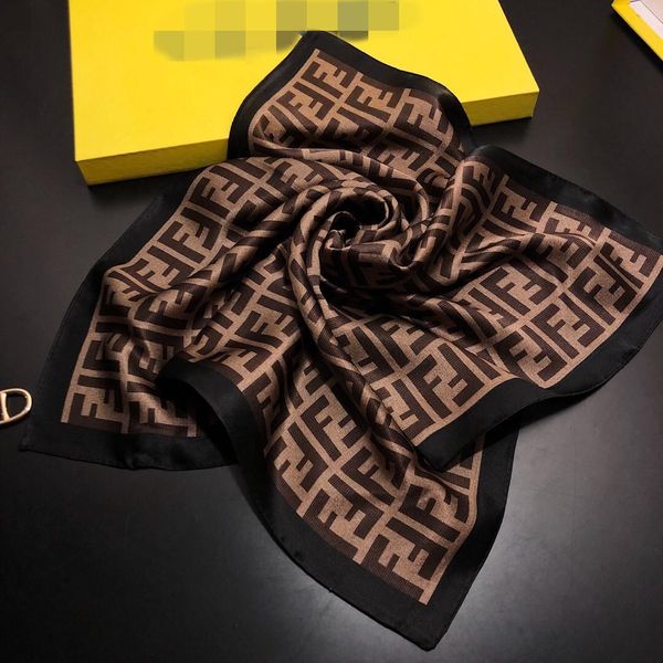 

2019 women scarf silk feeling hair neck scarves square brand office printing l waiter flight attendants, Blue;gray