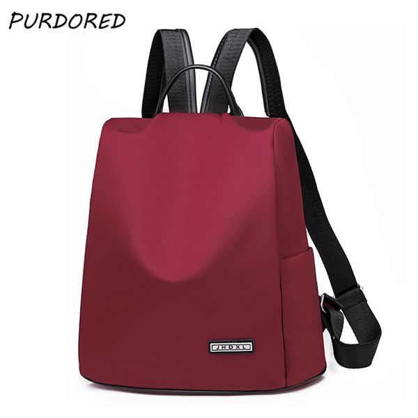 

purdored 1 pc solid women backpack waterproof oxford bag anti-theft lady school bag backpacks for school teenagers girls plecaki