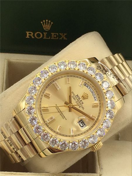 

luxury rainbow bezel designer mechanical wristwatch stainless steel strap automatic movement rolex tag watch sports watch, Slivery;brown