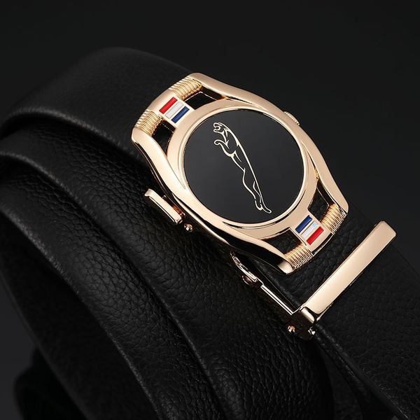 

men's automatic buckle watch buckle leopard head men's two-layer edge-covered business all-match watch belt belt live broadcast, Black;brown