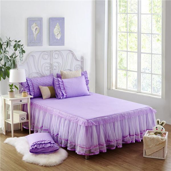 Wholesale Sunnyrain Solid Color Lacework Korean Bedding Set King