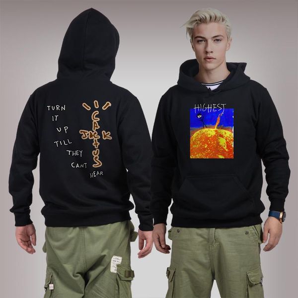 

19fw hip hop stars трэвис скотт новые песни hitr highest в комнате вс hoodie скейтборд руно вышивка толстовка мужчины женщины толстовка, Black