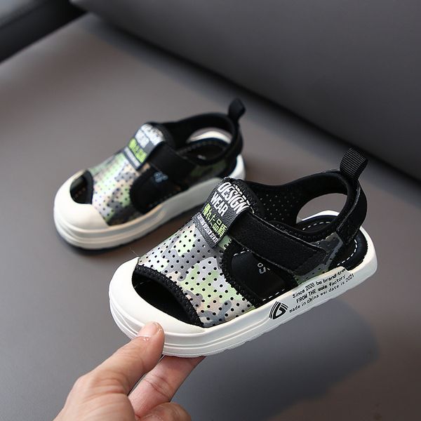 

cnfsnj brand new summer children shoes lighting flat heels shoes girls kids soft bottom boys sandals black white sneakes, Black;red