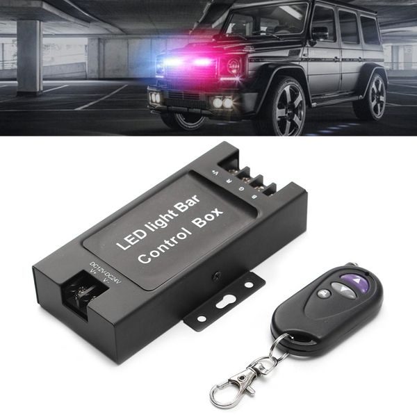 

12-24v led light bar battery box flash strobe controller with wireless remote 7 modes strobe light 3-way output for car
