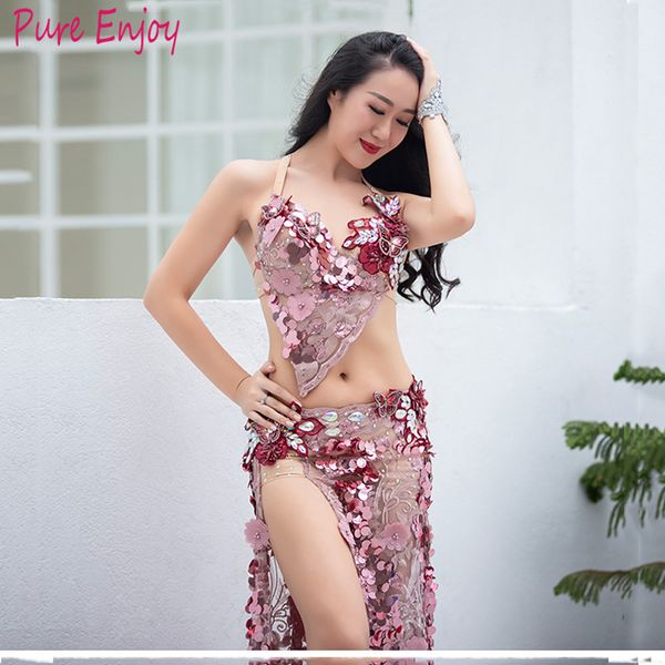 

2019 новый танец живота костюмы летние сексуальные бисером бюстгальтер длинная юбка набор восточный танец конкурс костюм блесток, Black;red