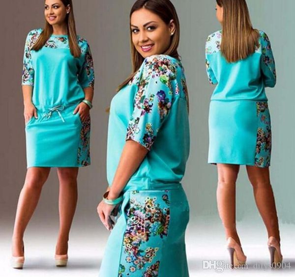 

summer new arrivals round neck half sleeve digit printing waist big code fat mm women's dress one-piece dress casual colorful fresh gir, Black;gray