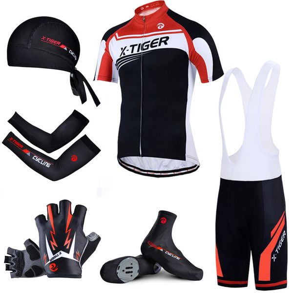 

x-tiger 2020 100% polyester mtb bike clothing racing bicycle jersey wear clothes maillot ropa ciclismo summer big cycling set, Black;red