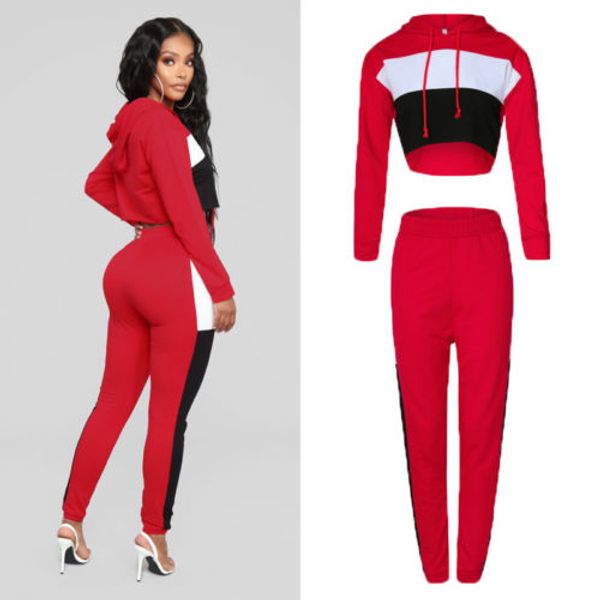 

womens tracksuit hoodies sweatshirt pants out wear set casual sweat suit, Gray