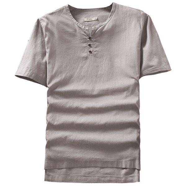 

mens summer linen cotton short sleeve pullover t-shirts vintage relaxed loose lightweight hiking outdoor t-shirt men camping tee, Gray;blue