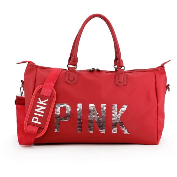 

2018 new large capacity red black tote sports bag red duffle bag gym weekend print handbags for women