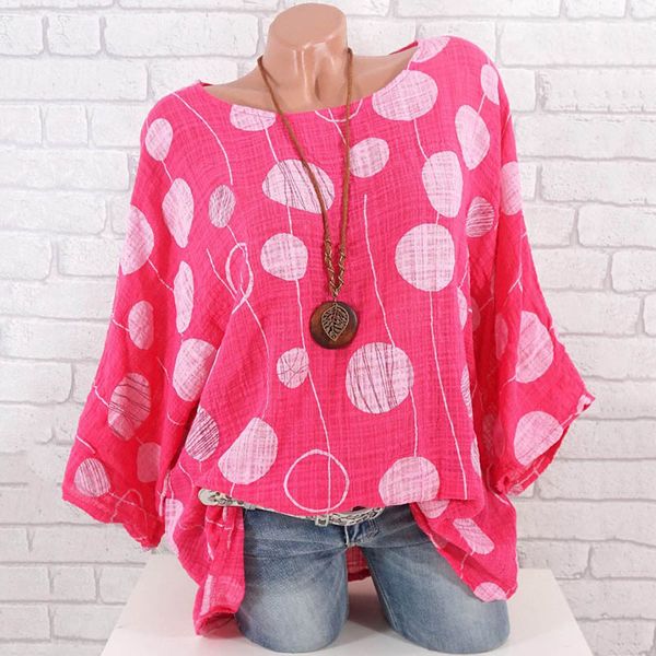 

2019 summer explosion fashion temperament women's blouse dot print multicolor large size shirt, White