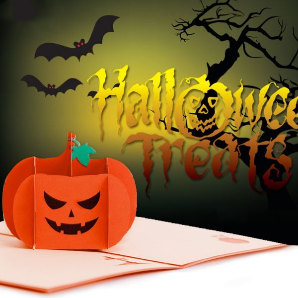 

halloween creative holiday invitations card 3d popup angry pumpkin greeting card envelope included for festival congratulation