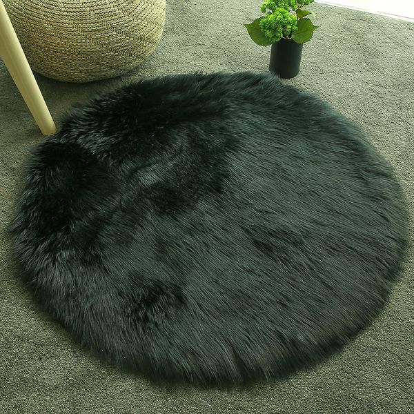 

fluffy rugs multicolored bedroom luxurious carpet floor wool carpet circular 60x60cm home sofa decoration living room mat chair