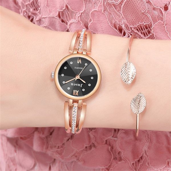 

luxury rhinestone watches for women romantic analog quartz wristwatches ladies business clock dot dial bracelet strap 2019@50, Slivery;brown