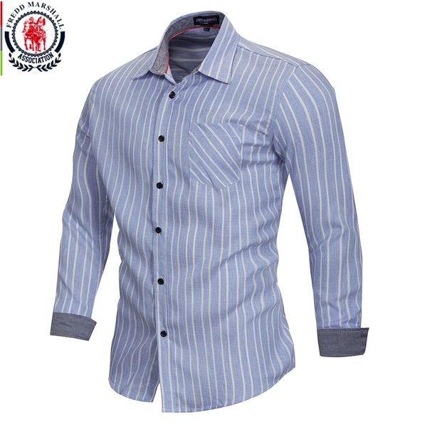 

fredd marshall new fashion 2018 printed striped shirt men 100% cotton dress shirt long sleeve casual social business fm165, White;black