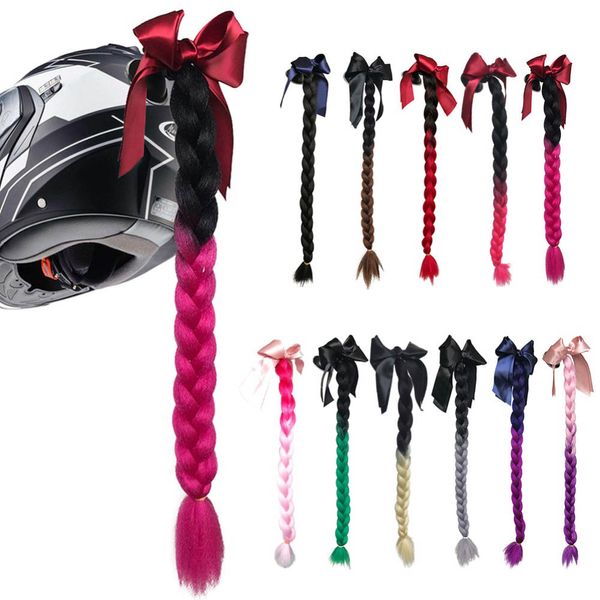 

helmet braid motorcycle motorbike woman helmet braids 24" with twist sucker dual pigtail ponytail braids for