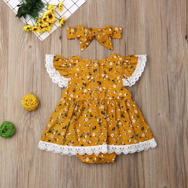 

новый 2pcs baby girl цветочные одежды кружева bodysuits комбинезона платья летние наряды, Blue