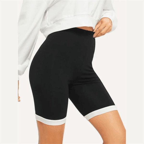 

yoga shorts women breathable stitching sports leggings female elastic pocket shorts five fitness gym running sportwear 4az, White;red