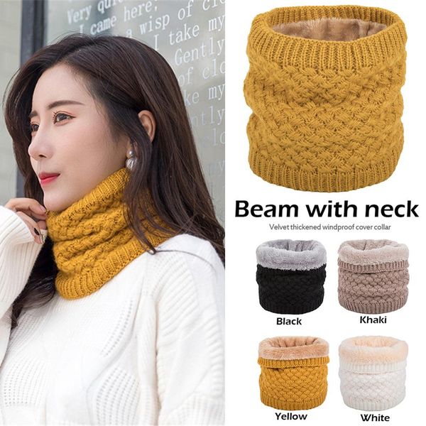 

2019 winter women warmer wool scarf snood infinity neck warmer cowl collar circle crochet scarf fashion 4 color, Black