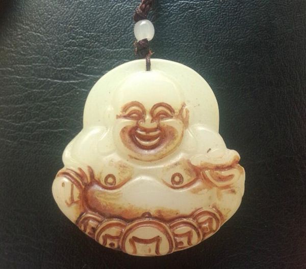 

белый нефрит внешние материалы антиквариат разные части старый античный кулон улыбка лицо майтрейя подвески нефрит кулон оптовая торговля, Silver