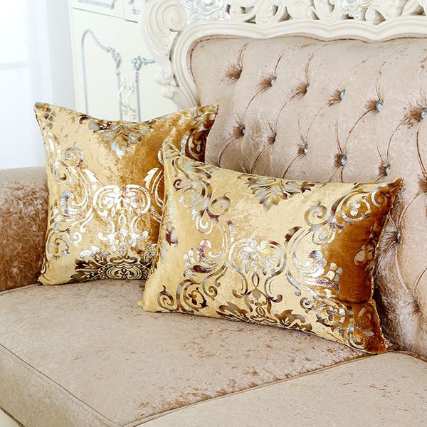 

45*45cm gold bronzing cushion cover velvet home decor pillow cover floral printed cushion cover velour sofa throw decor+stuffing pillow