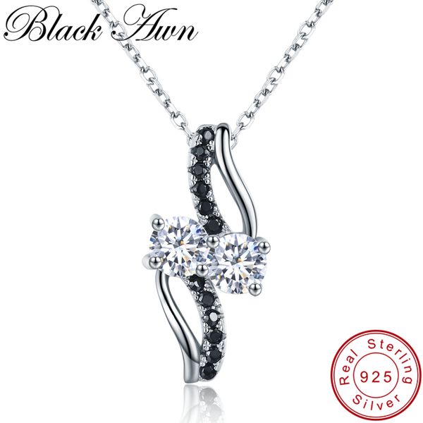 

черный awn] 925 серебряное ожерелье sterling для женщин ювелирные изделия стерлингового серебра ожерелья подвески самка bijoux девочек пода, Silver