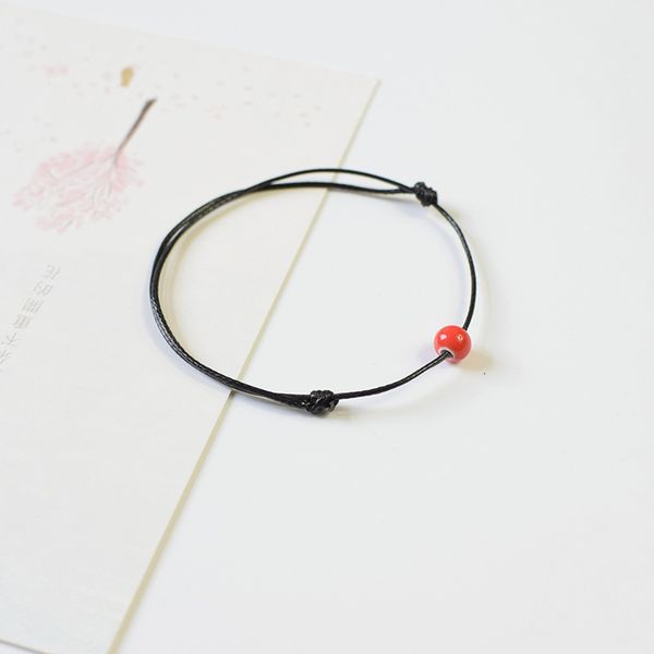 

простой круглый шарик керамический браслет из бисера цзиндэчжэнь ручной работы браслет женский круглый шарик маленький свежий одиночный брас, Black