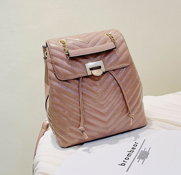 

designer women backpack fashion students schoolbag large capacity lady chain drawstring backpack designer thread twill backpack