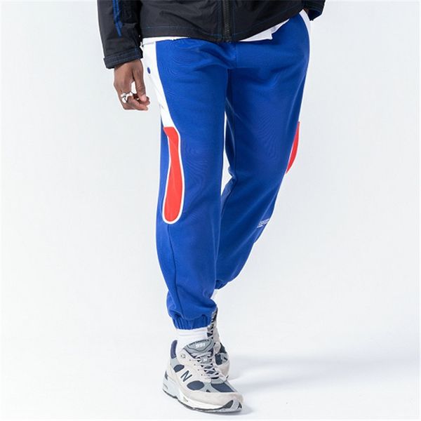 

color block black blue red men sports sweatpant jogger hip