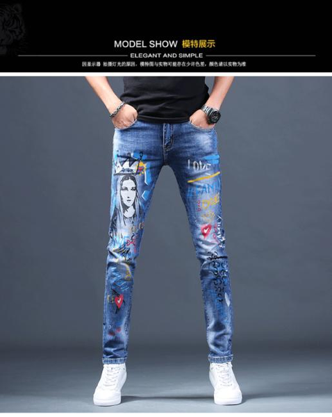 

w05447 fashion men's jeans 2020 runway famous european design party style men's clothing, Blue