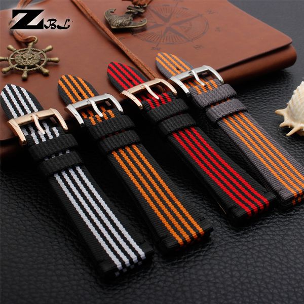 

nylon watch band 22mm strap waterproof sport cowhide bottom for ar11014 ar11015 ar80004 band, Black;brown