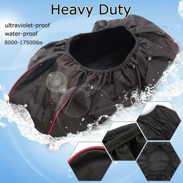 

600d waterproof soft winch dust cover 8,000-17,500 lbs trailer atv suv black uk