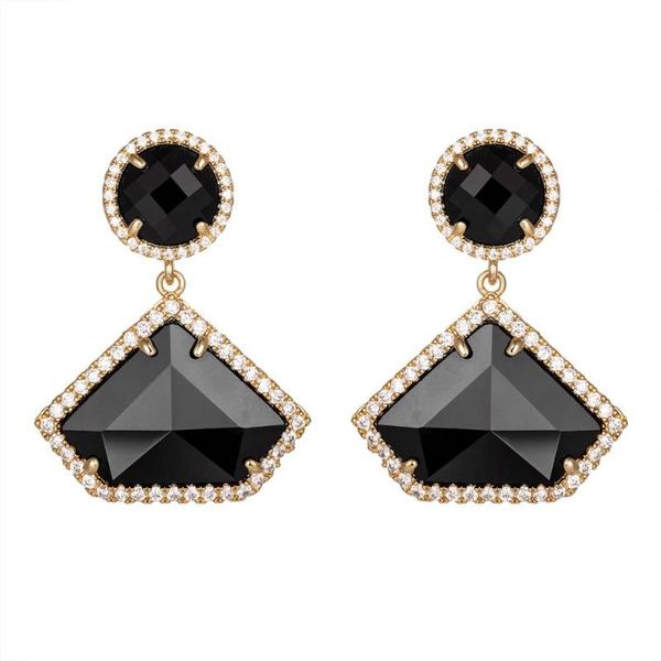 

new geometric earrings for women red color cubic zircon advanced k9 glass gem earrings 2020 fashion jewelry wedding party gift, Silver