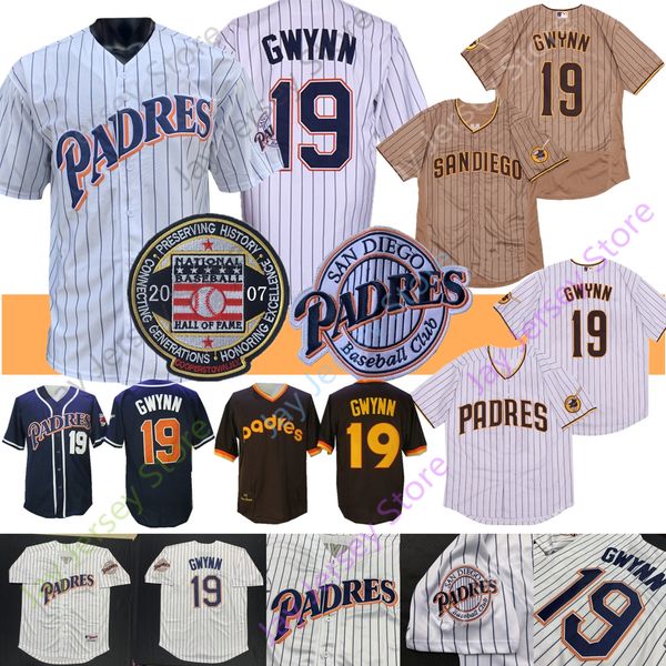 

tony gwynn jersey 2020 new baseball hall of fame patch coopers-town 1982 grey pinstripe black yellow cream white home away all stitched, Blue;black