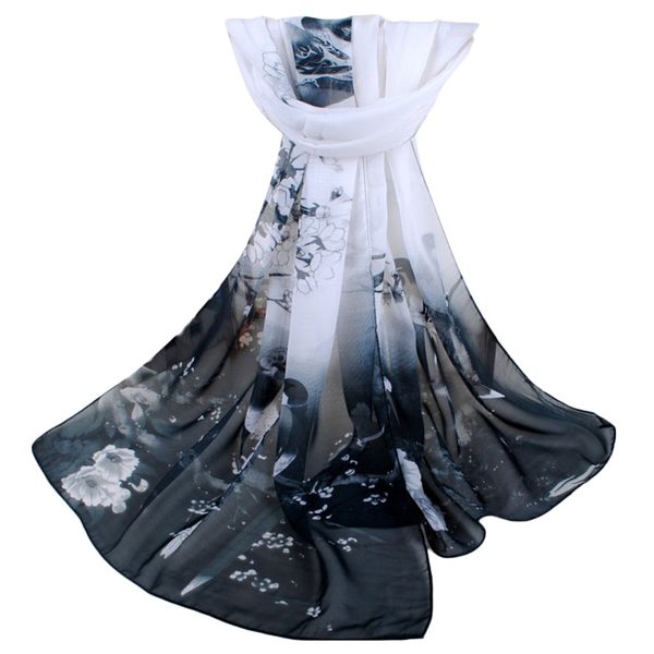 

fashion scarves for women summer flower printed long soft scarf wrap shawl stole scarves beach female scarf #z