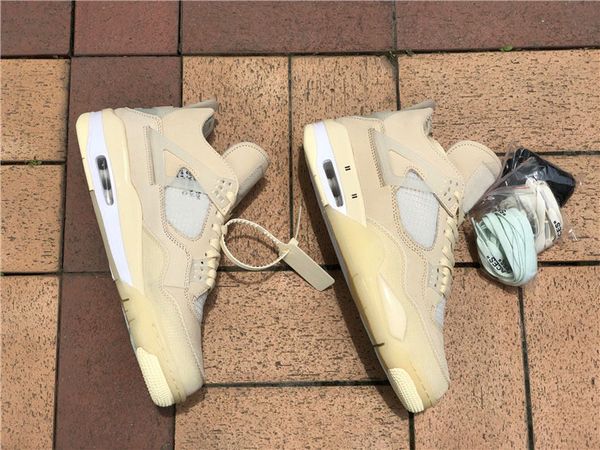 

2020 off authentic 4 sp wmns sail cream white basketball shoes retro muslin-white-black man women sneakers with box cv9388-100