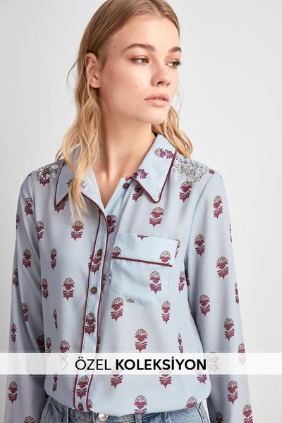 

trendyol print blouse twoaw20bz1112, White