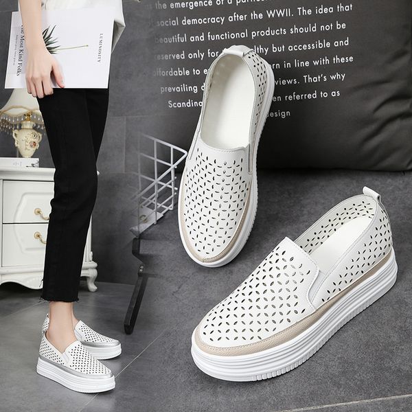 

slip on shoes for women round toe platform casual female sneakers increas height all-match loafers with fur slip-on, Black