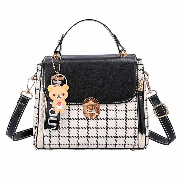 

2019 fashion korean style women plaid handbag pu shoulder messenger bag ladies party dating satchel tote purse bags