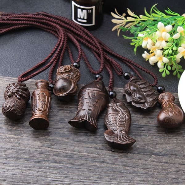 

vintage necklace big pendant ethnic necklace wooden fish animal long ethnic jewelry maxi for women wholesale, Silver