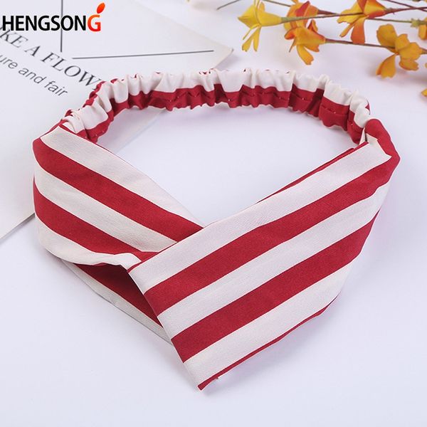 

new girls female yoga hair band sport hairbands striped cross knotted elastic headband sport running headband women
