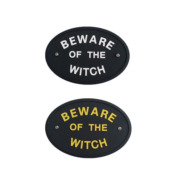 

2pcs beware of the witch garden house wall door plaque sign in black