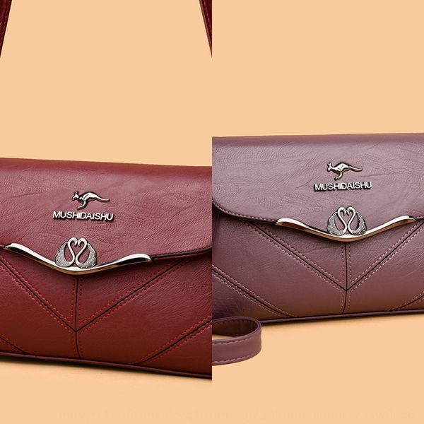 

mushi kangaroo soft leather shoulder middle-aged women's all-match shoulder bag multi-function slanting bag women, White