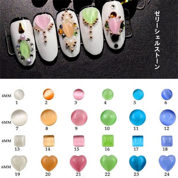 

nail art decorations 50 pcs/pack jelly shell stone 3d water drop cat eyes style design jewelry manicure accessories 01-24, Silver;gold